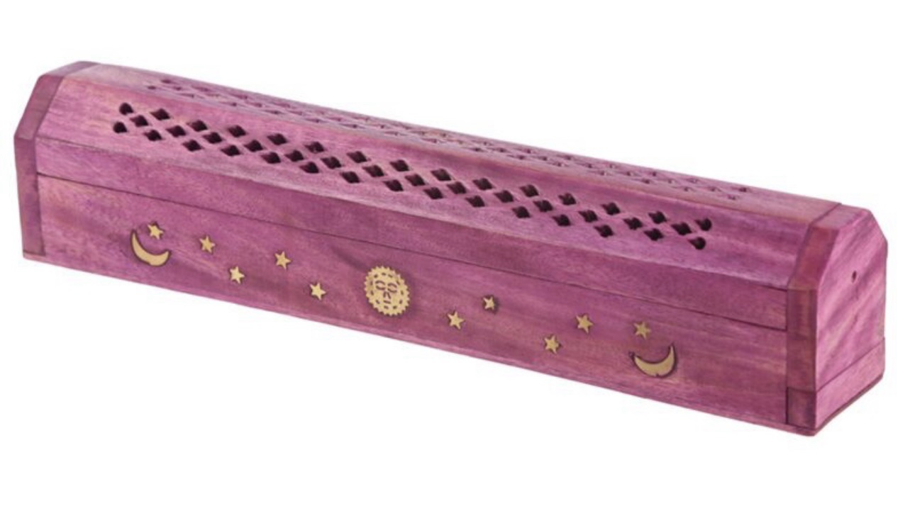 Caja Porta Incienso de Madera de Mango – Diseño Sol y Luna - Imagen 3