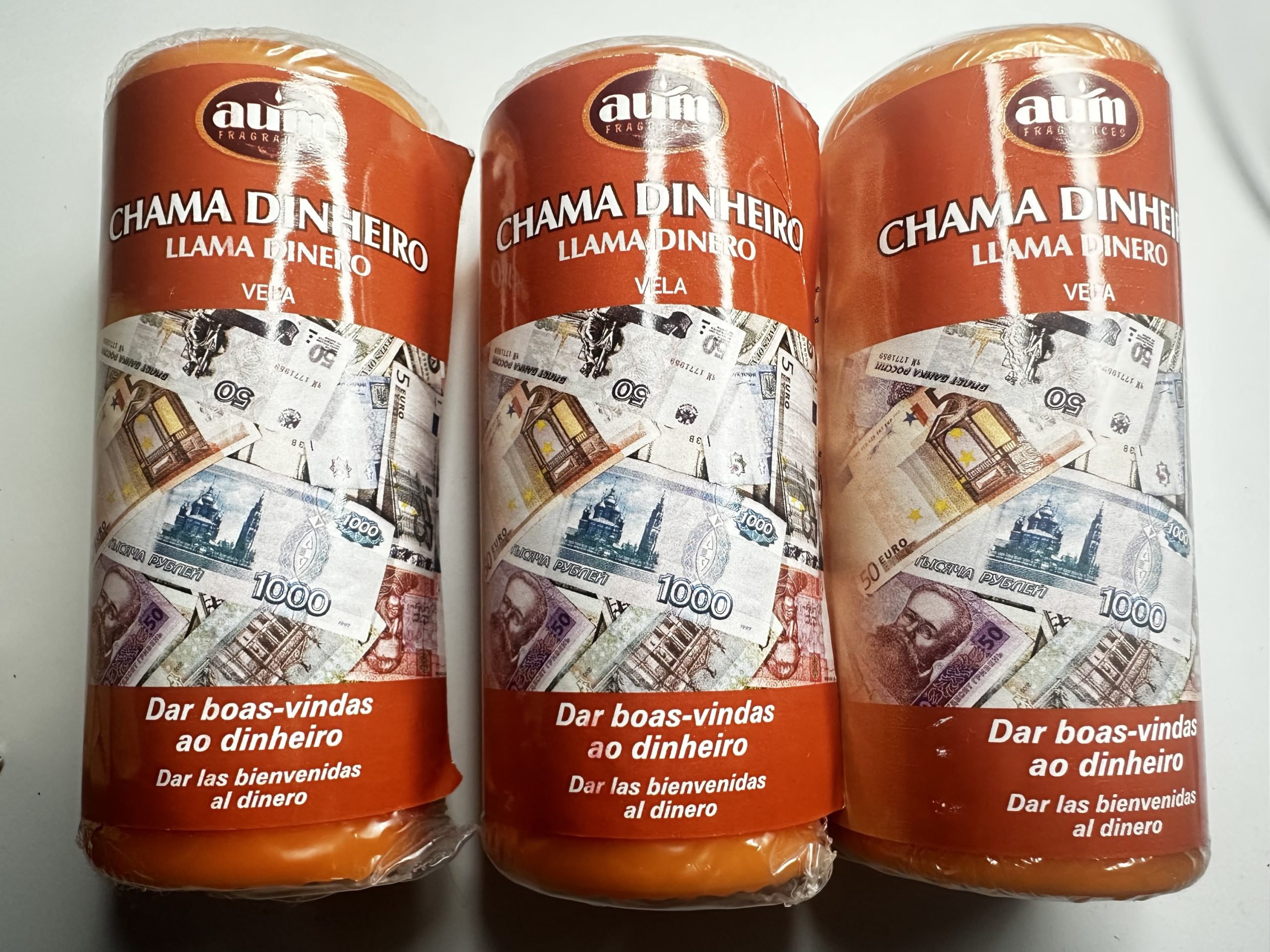 PACK 3 Vela Votiva de Cera “Llama Dinero”