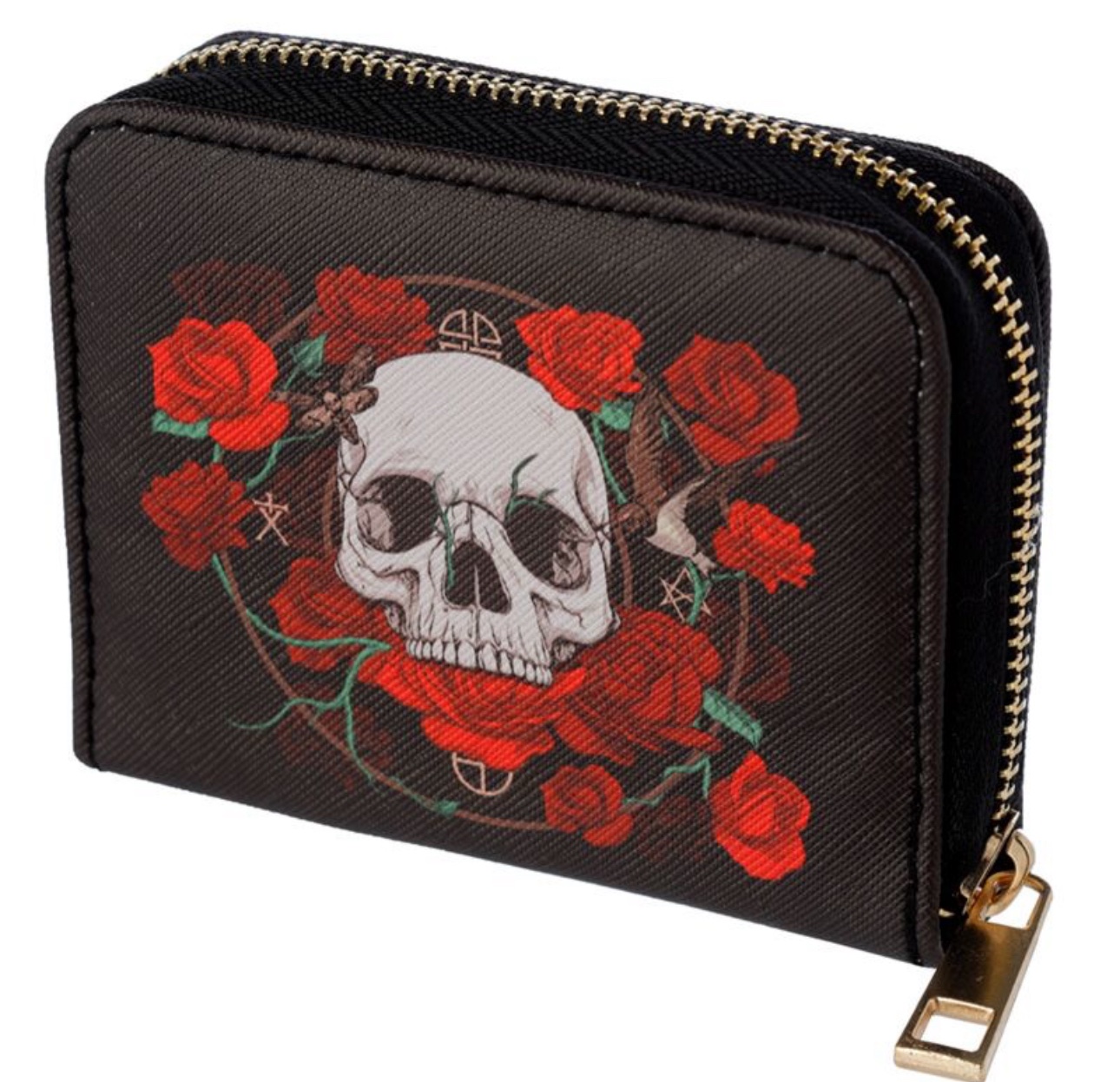 Cartera con Cremallera Calavera y Rosas Pequeña - Imagen 3