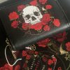 Cartera con Cremallera Calavera y Rosas Pequeña